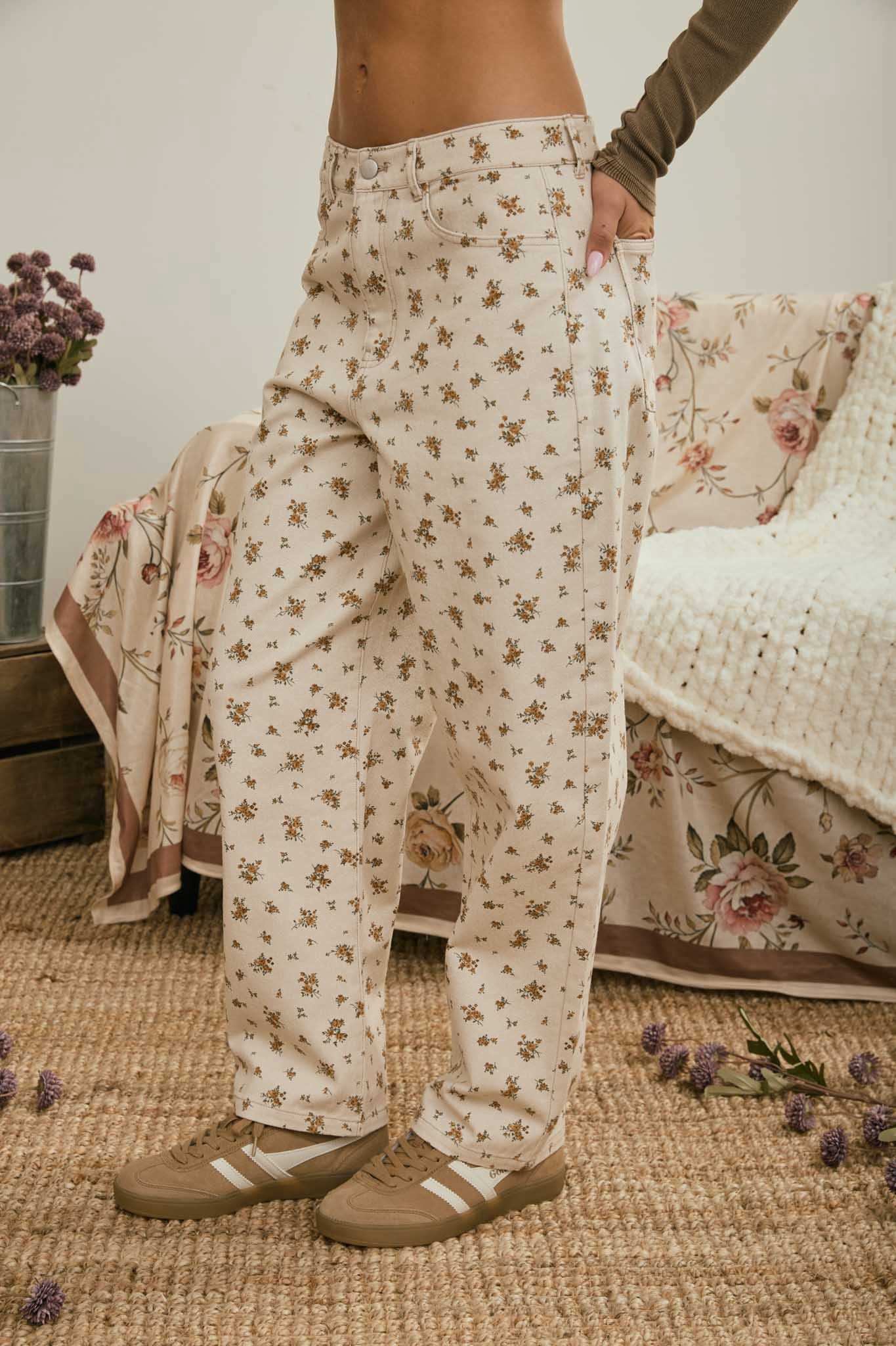 Floral Denim Pants