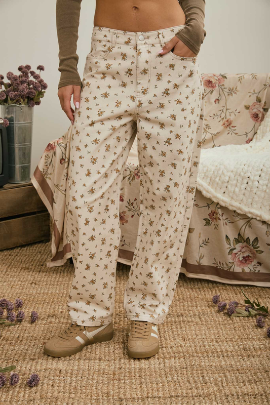 Floral Denim Pants