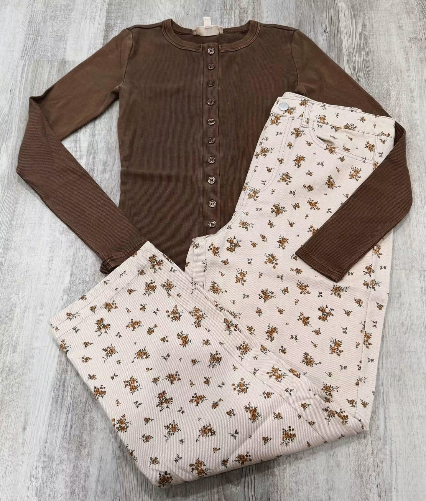 Floral Denim Pants