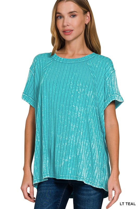 Ribbed Boat Neck Tops