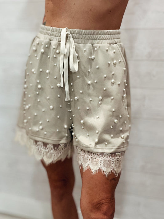 Pearl Lace Trim Shorts