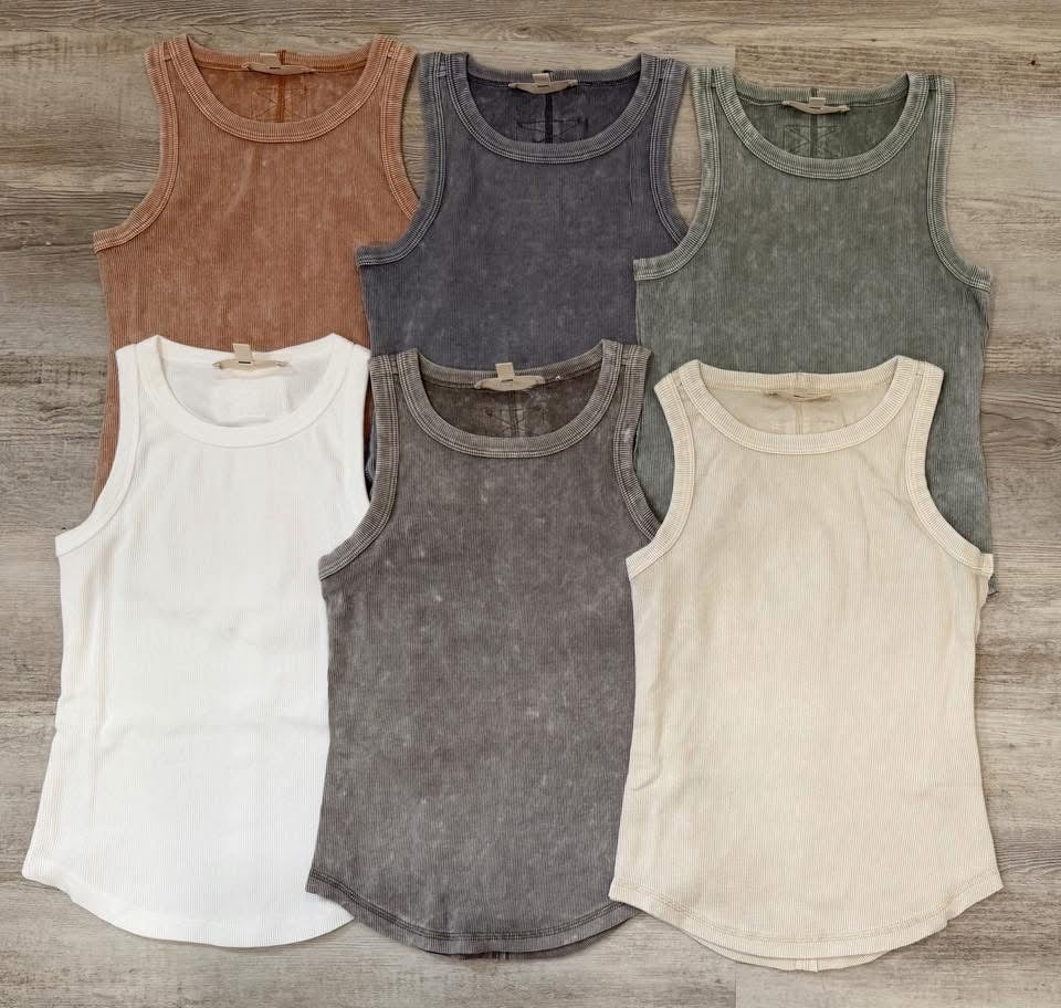 Ribbed Washed Tank Tops