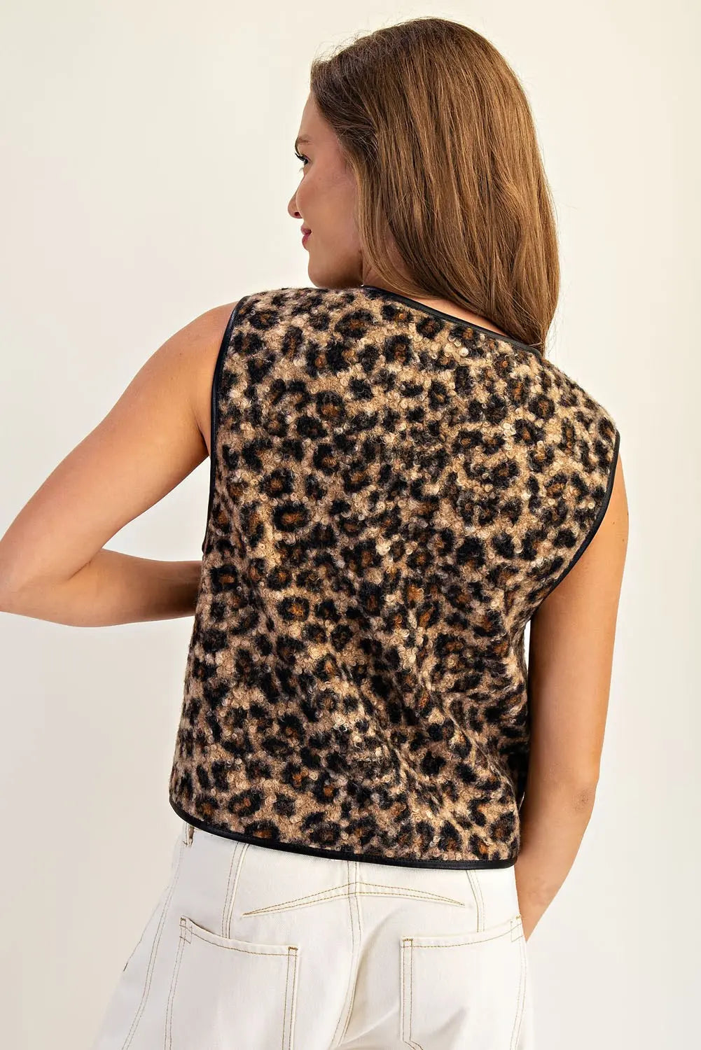 Fuzzy Leopard Vest Top