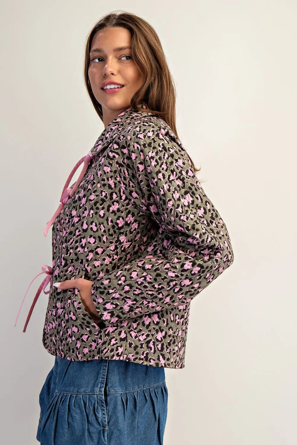 Leopard Print Tie Front Jacket