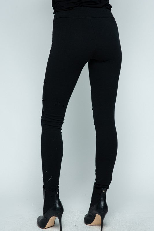 Net Back Slit Leggings
