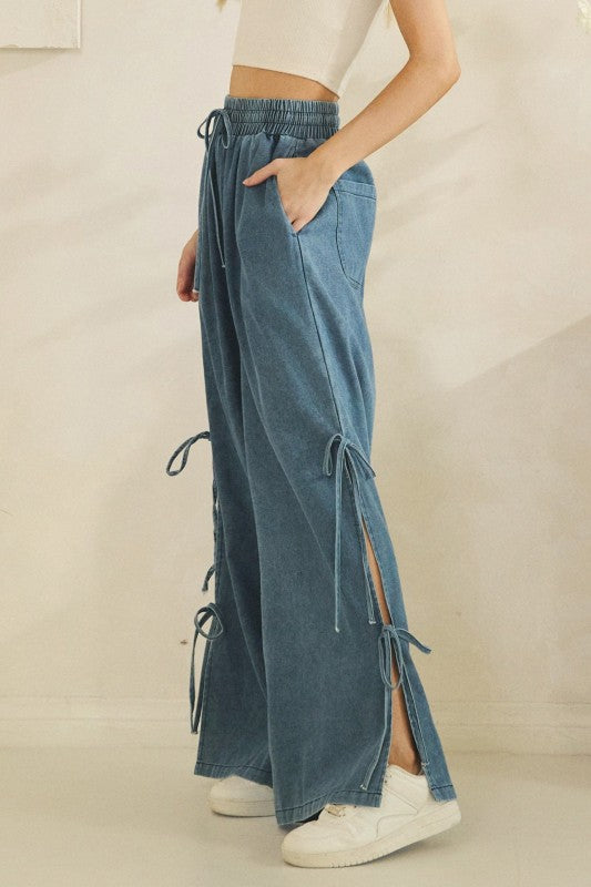 Wide Leg Tie Side Pants