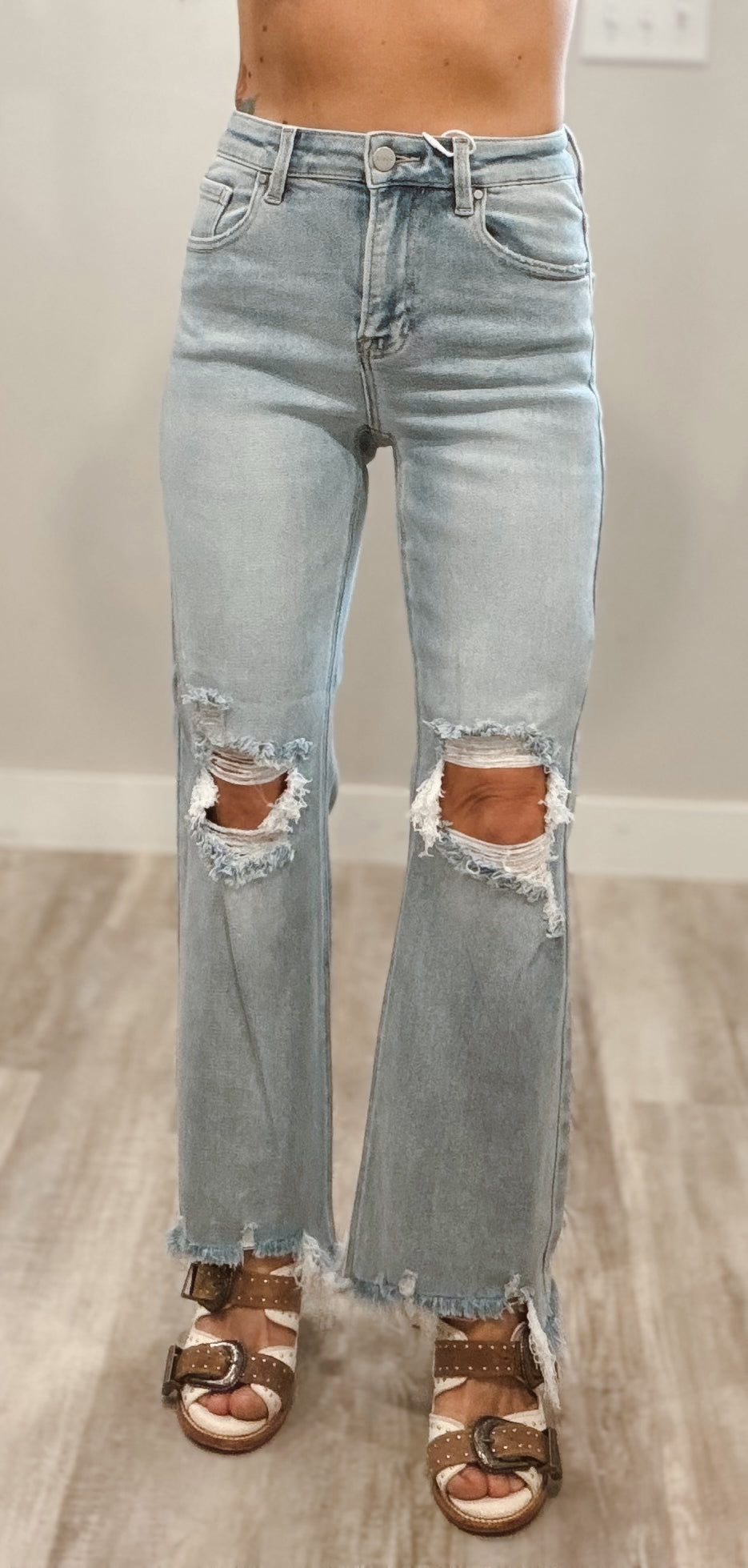 Risen High Waist Crop Straight Jeans