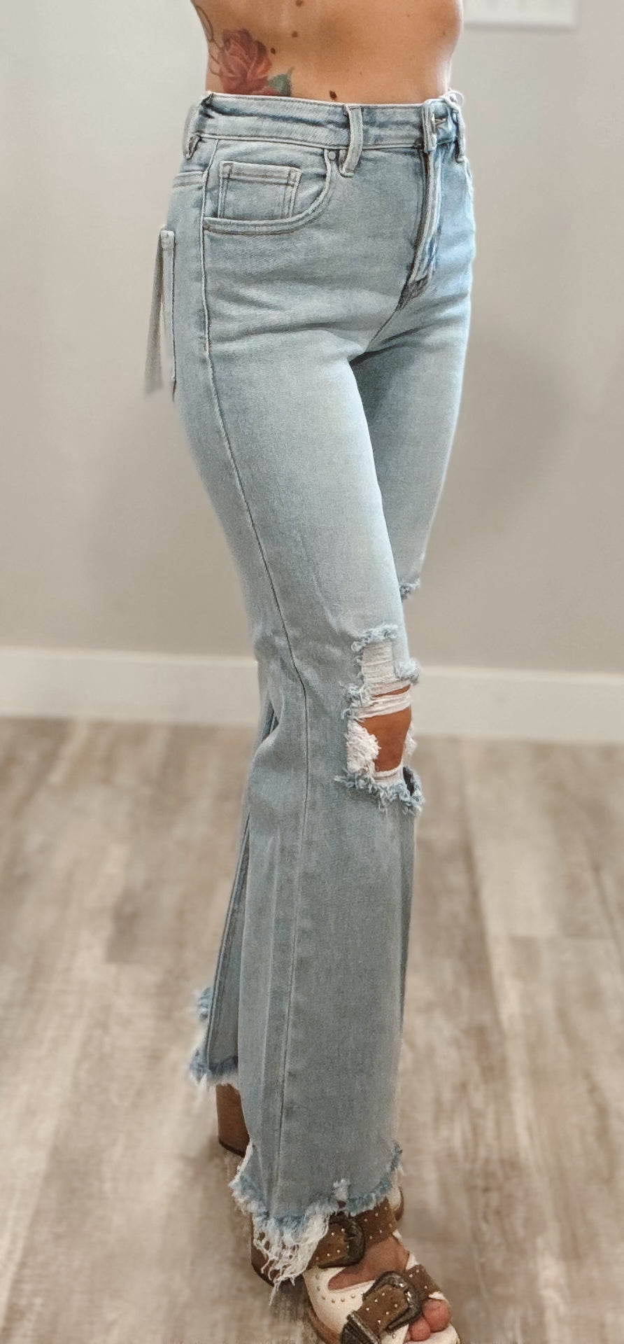 Risen High Waist Crop Straight Jeans