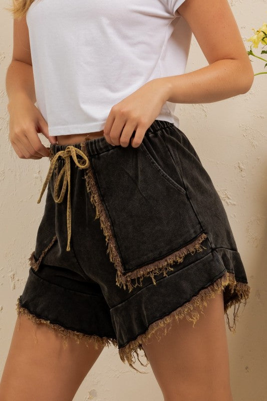 Washed Freyed Hem Shorts