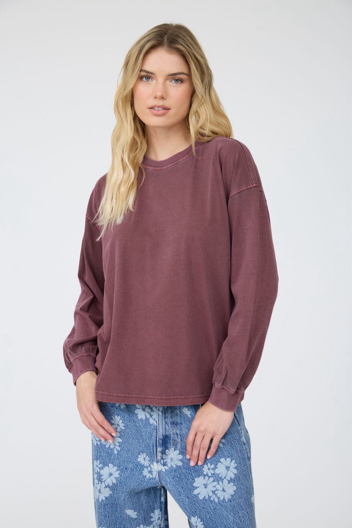 Pigment wash Crewneck Long sleeve Tee