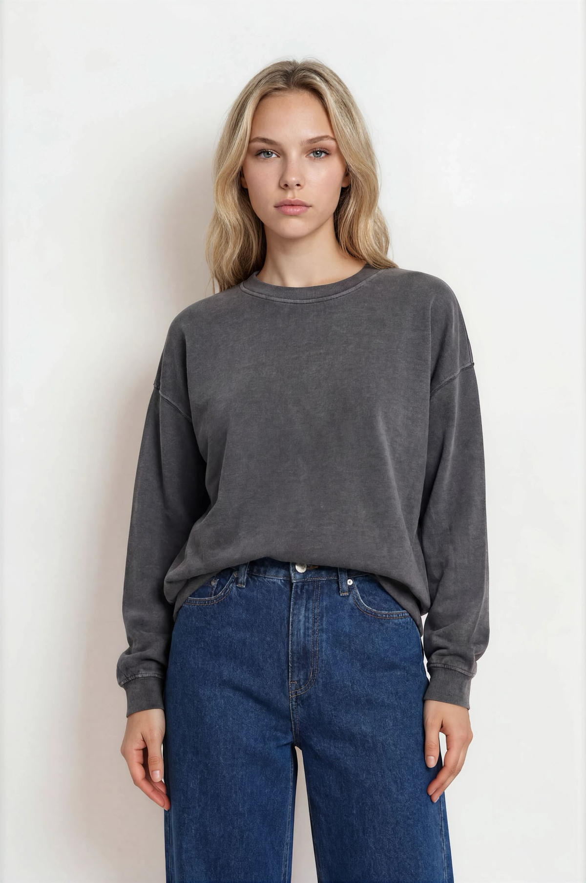 Pigment wash Crewneck Long sleeve Tee