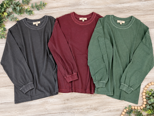Pigment wash Crewneck Long sleeve Tee