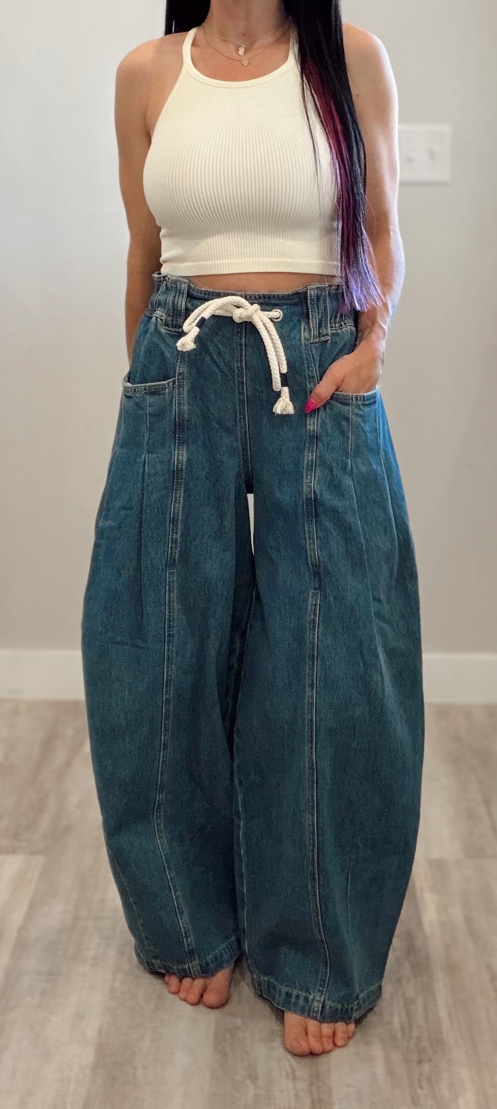 Denim Barrel Leg Pants