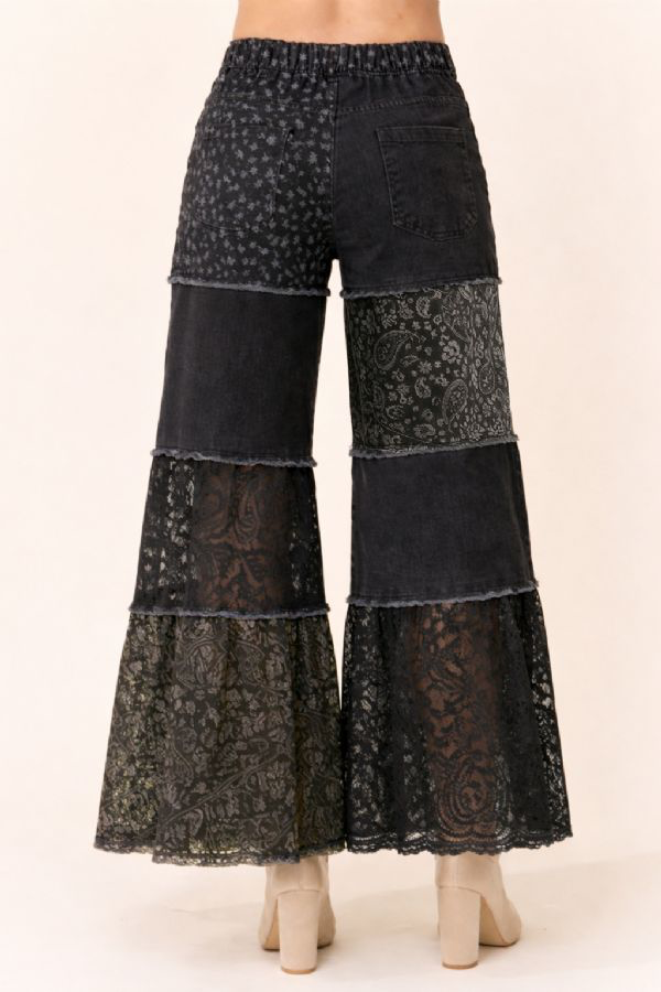 Denim Floral and Lace Jeans