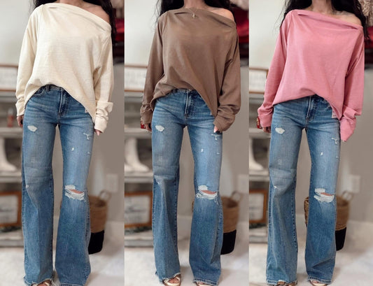 Slouchy Knit Off Shoulder Top