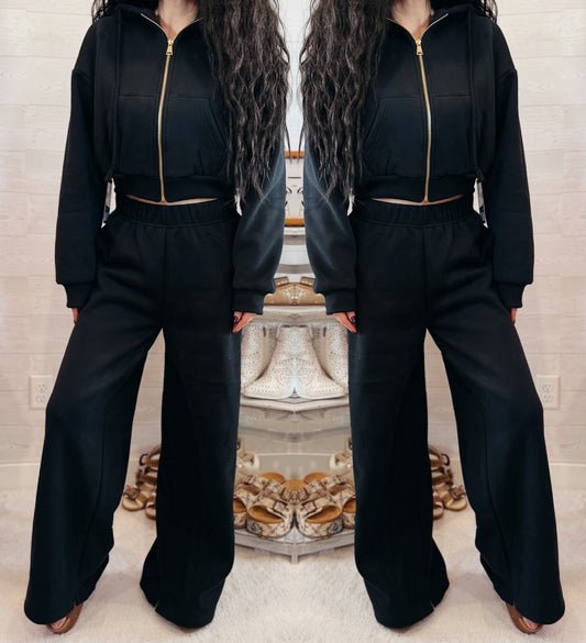 Wide Leg ZIp Sweat Set