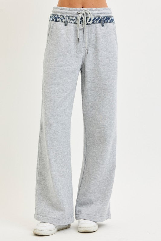 Risen Denim Wide Leg Pants