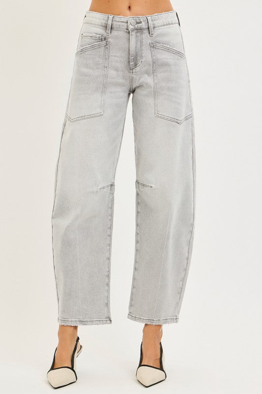 Risen Grey Barrel Denim