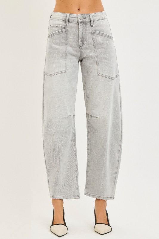 Risen Grey Barrel Denim