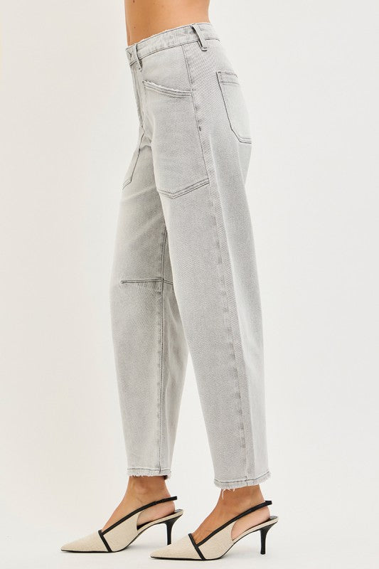 Risen Grey Barrel Denim