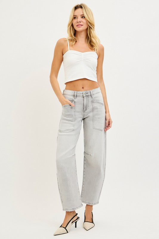 Risen Grey Barrel Denim