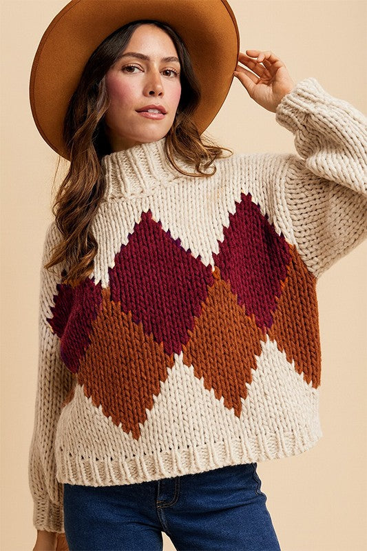 Knit Argyle Sweater
