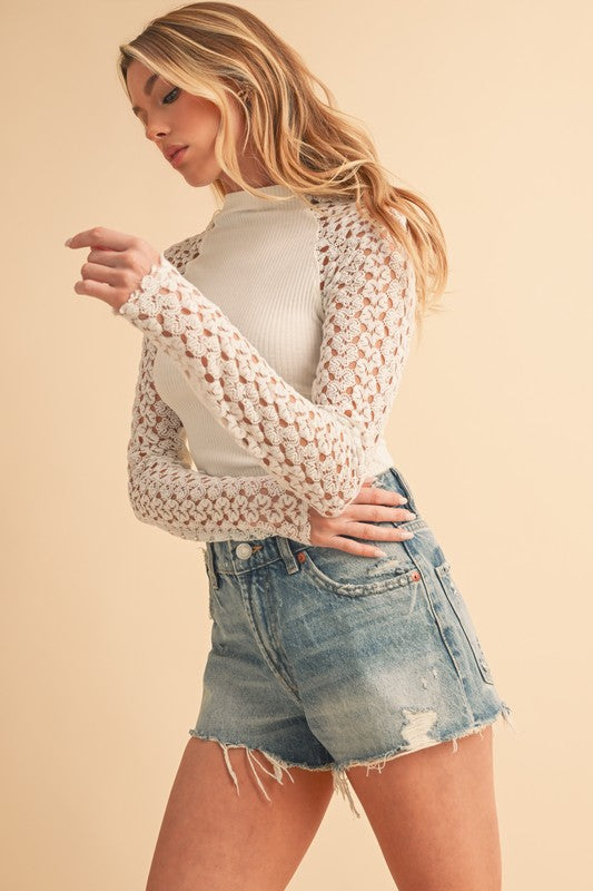 Crochet Sleeve Mock Top