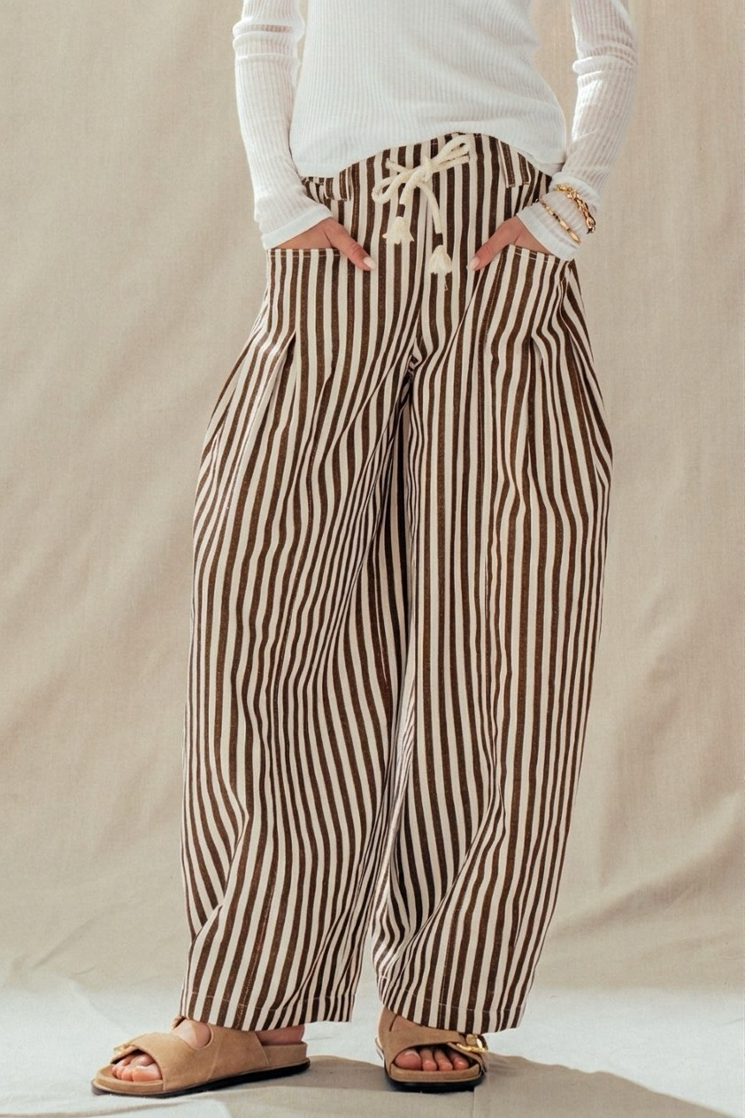 Modern Striped Barrel Leg Pants