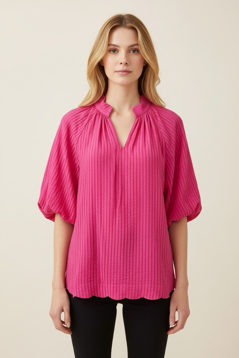 Fuchsia Collared Blouse