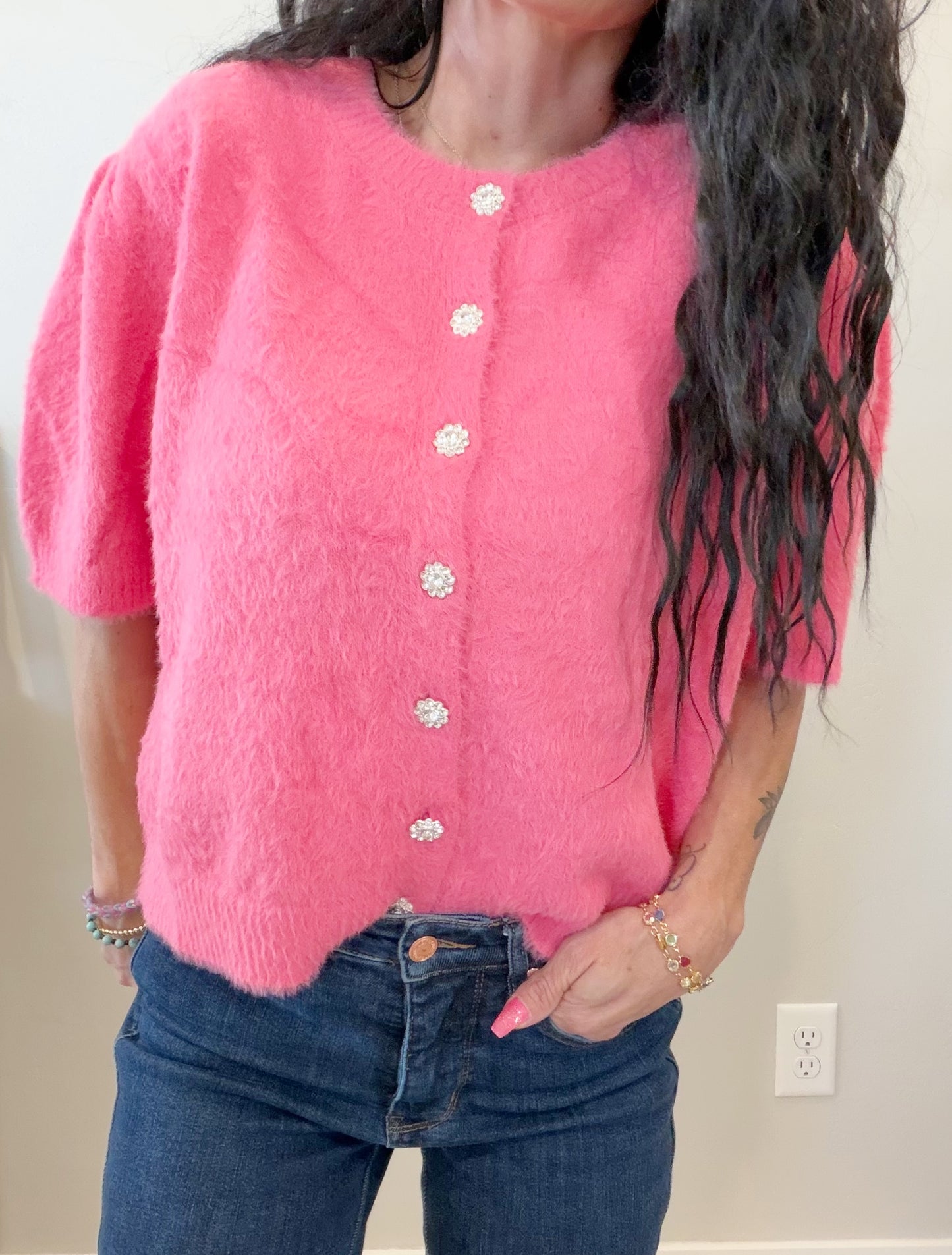 Bubblegum Luxe Cardigan Top-final