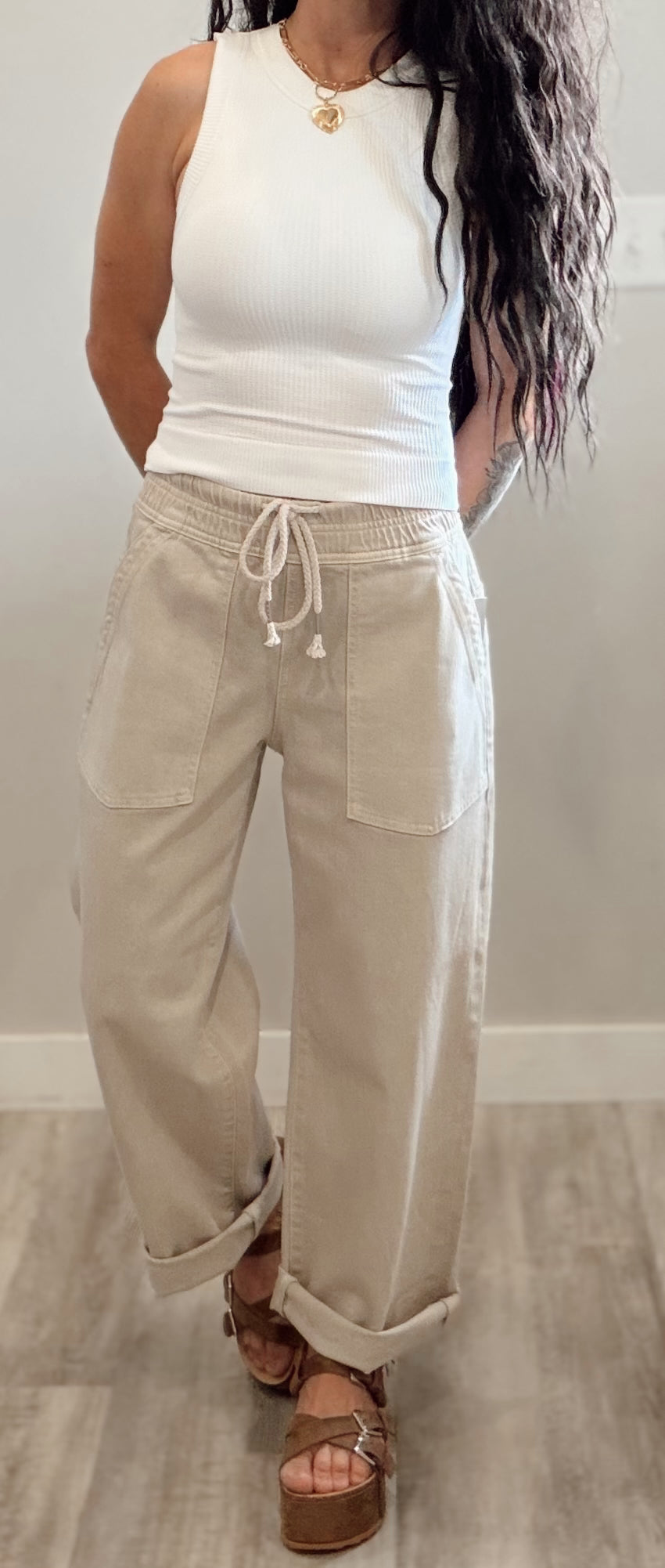 Risen Stretch Waist Trouser Pants