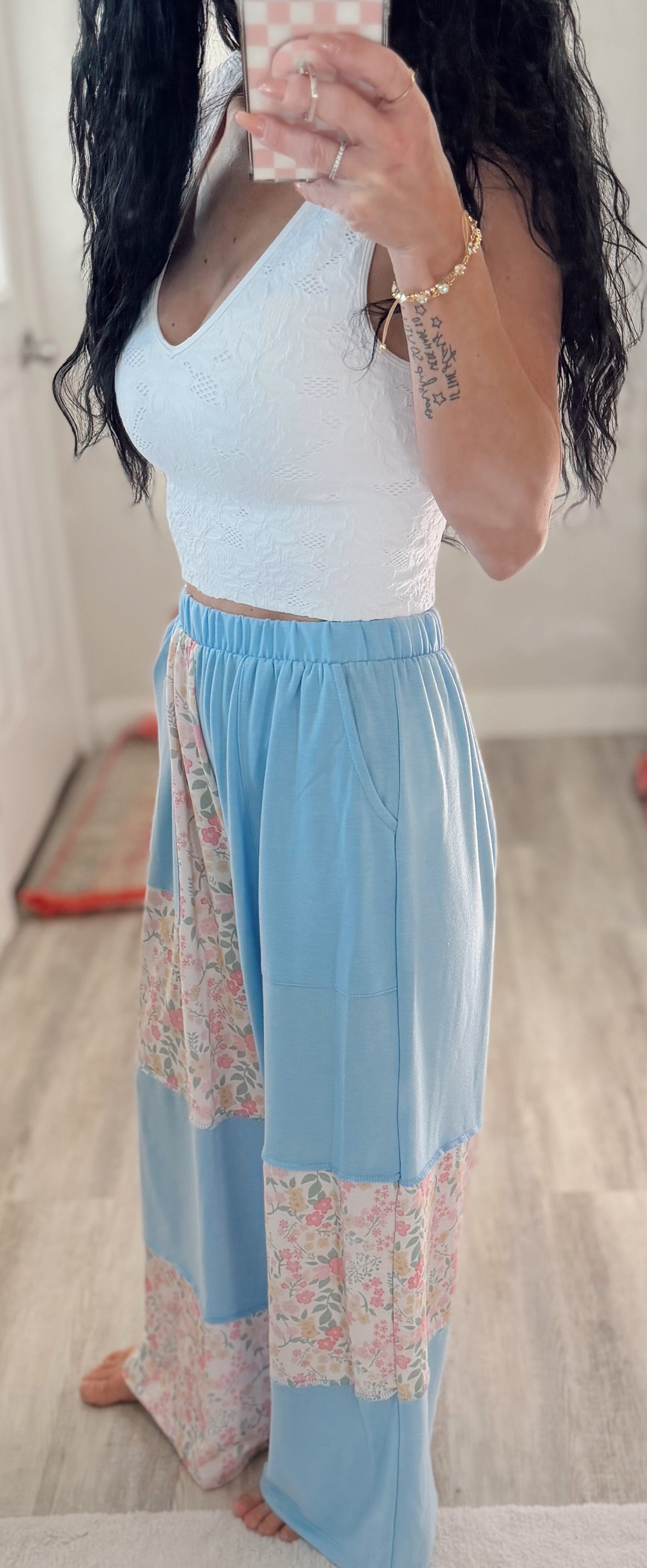 Baby Blue Patchwork Pants