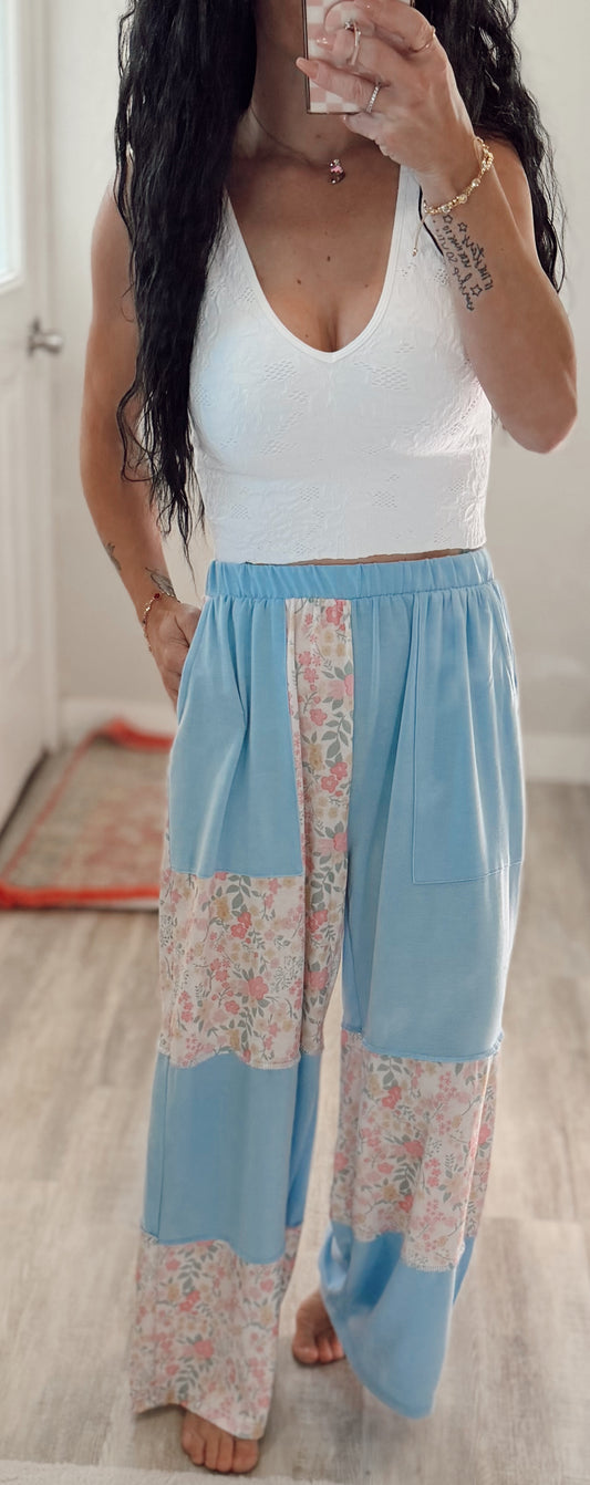 Baby Blue Patchwork Pants