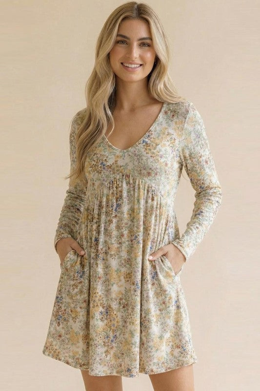 Floral Babydoll Long Sleeve Dress