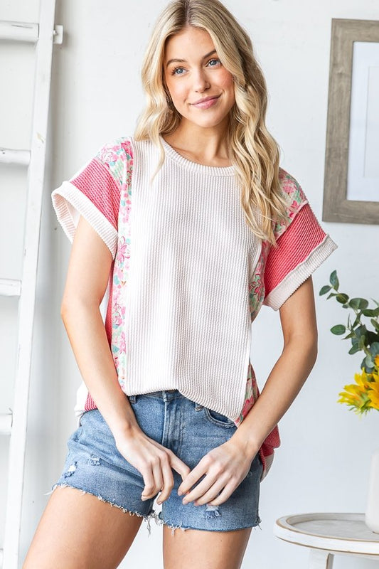 Floral Ribbed Top