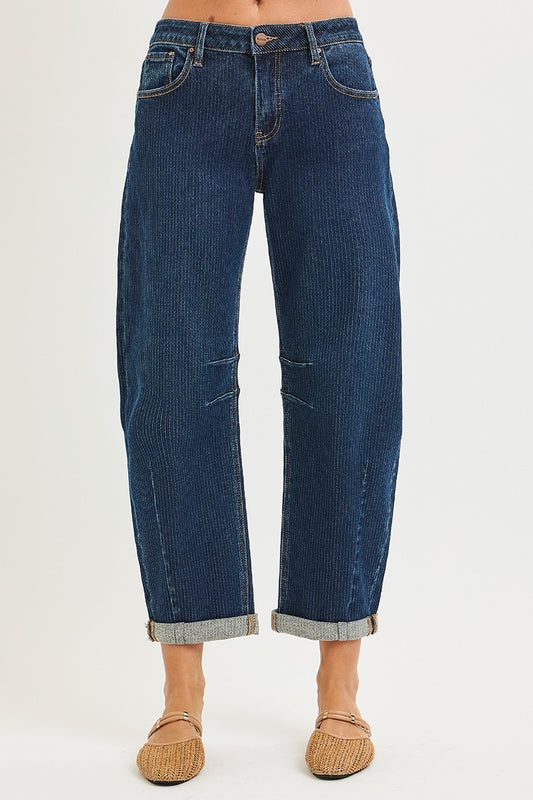 Risen Textured Dark Barrel Denim
