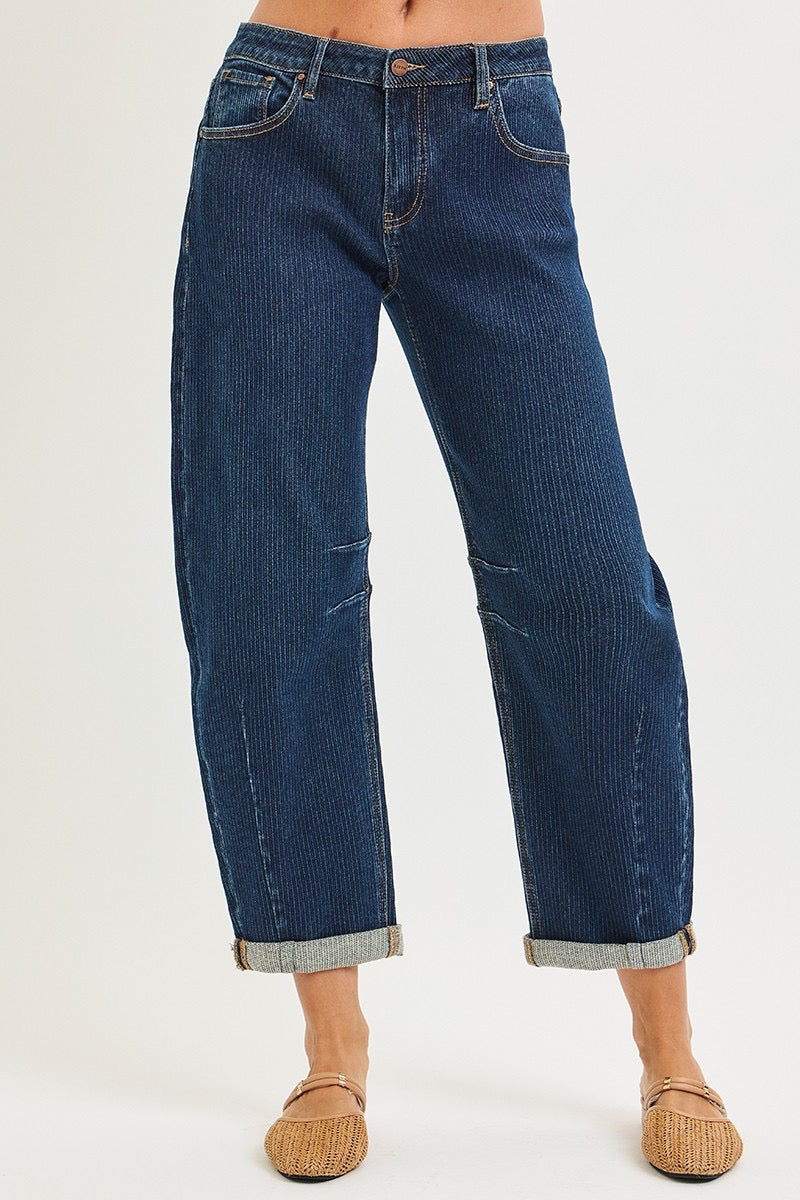 Risen Textured Dark Barrel Denim