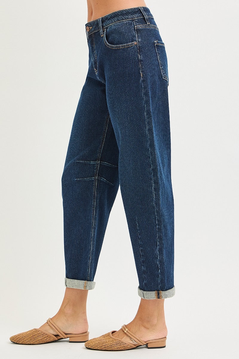 Risen Textured Dark Barrel Denim