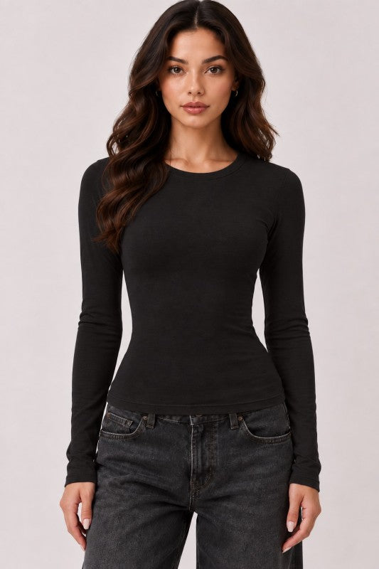 Basic Solid Long Sleeve Tops