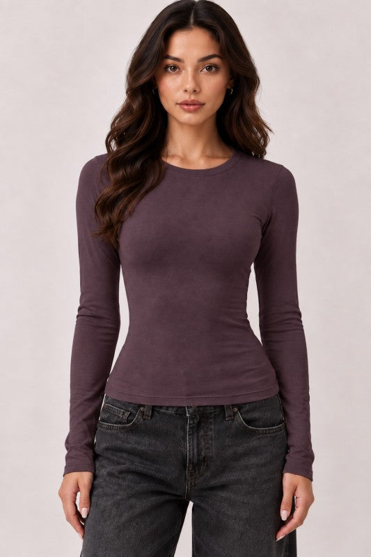 Basic Solid Long Sleeve Tops