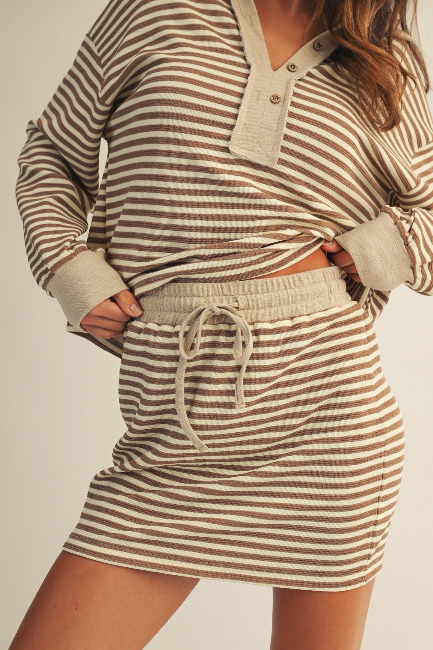 Striped Skirt and Henley Set