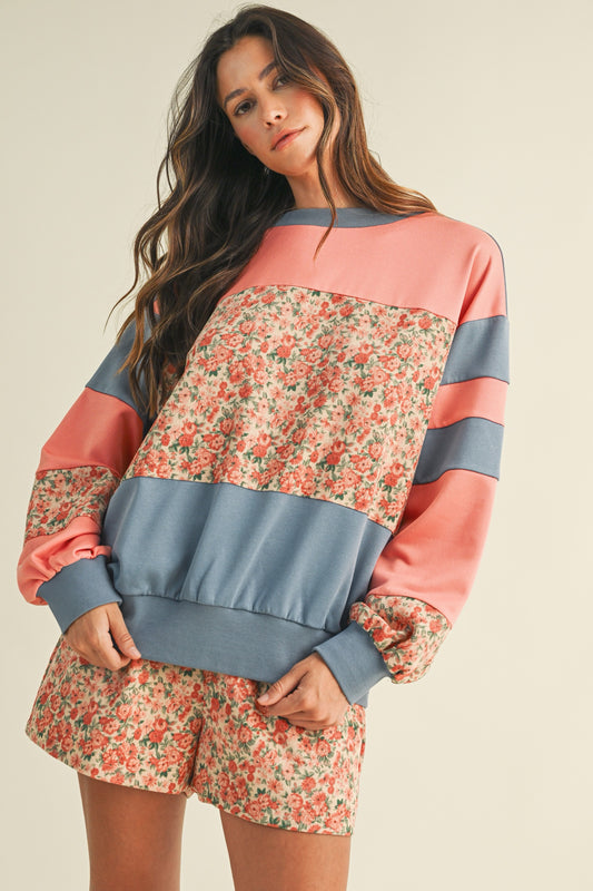 Floral Colorblock Sweatshirt