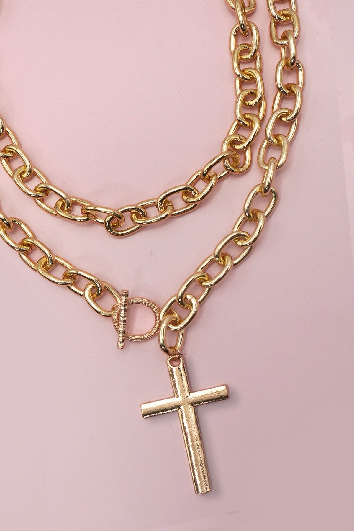 Chunky Cross Chain Statement Necklace