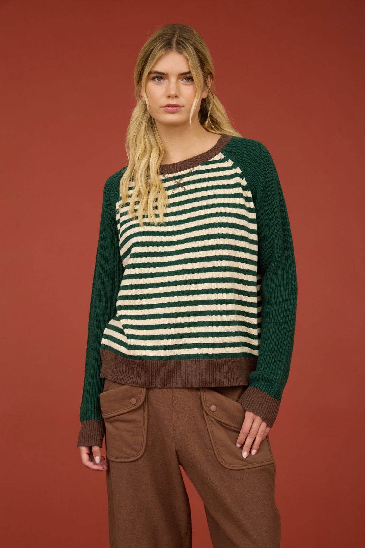 Stripe Raglan Sweater Top