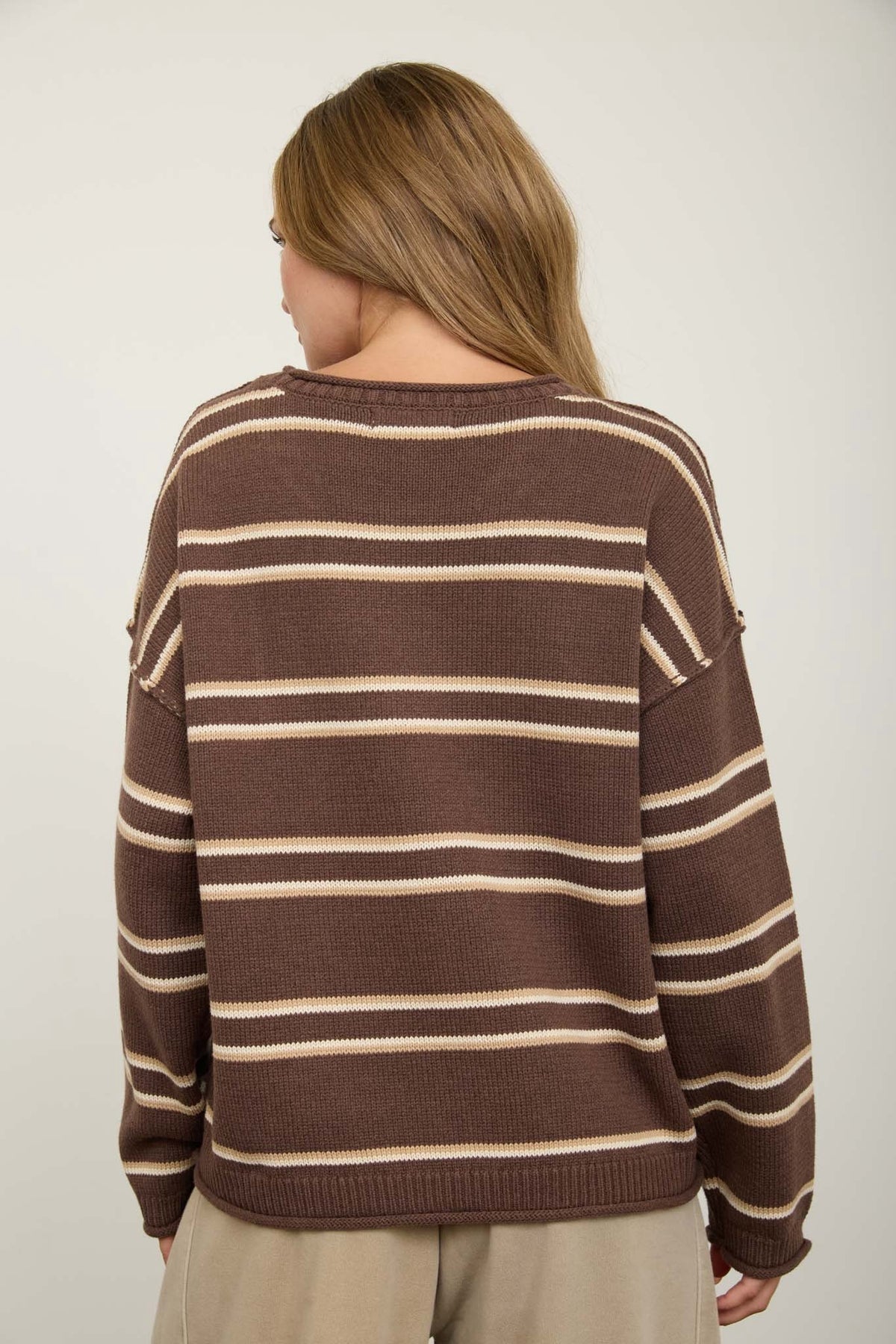 Brown Knit Pullover Sweater