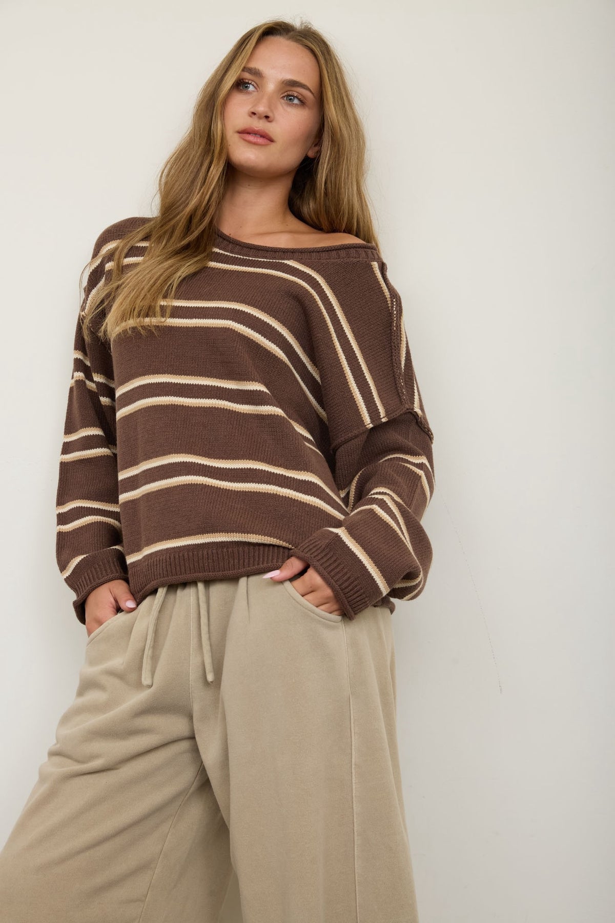 Brown Knit Pullover Sweater