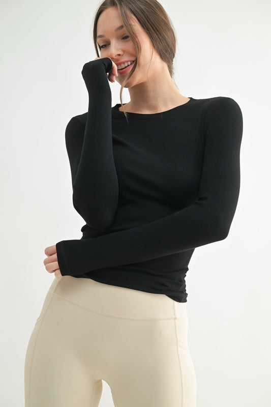 Essential Ribbed Long Sleeve Tops