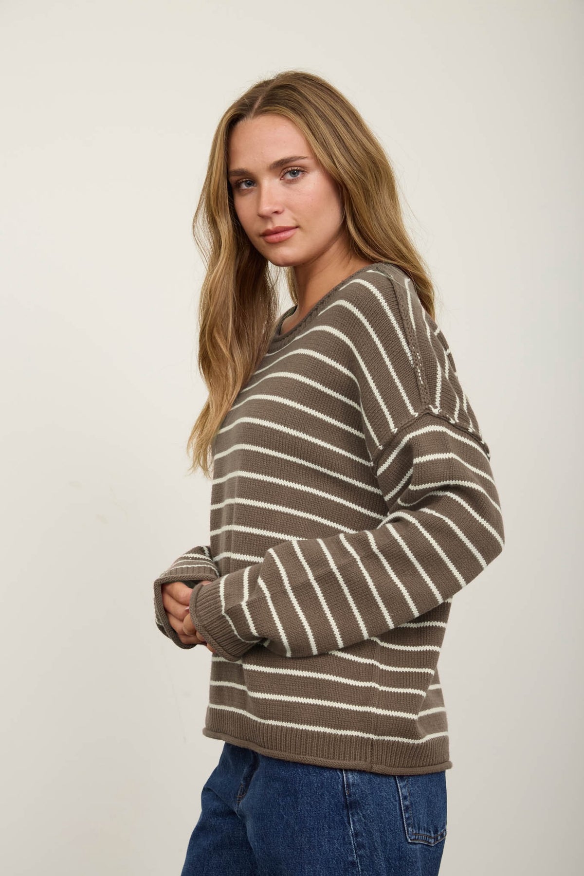 Drop Shoulder Knit Sweater