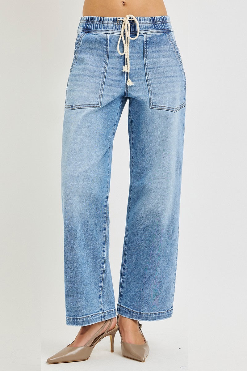 Risen Slouchy Barrel Denim Pull On Jeans