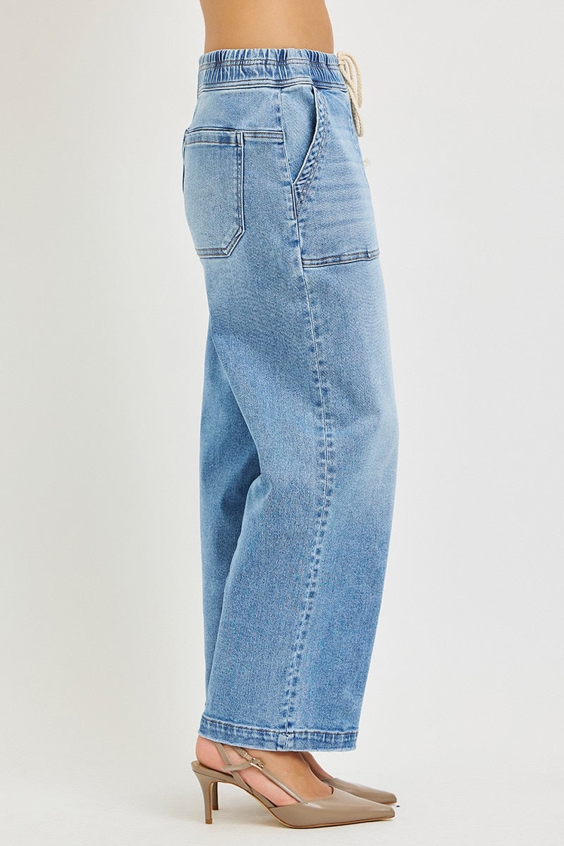 Risen Slouchy Barrel Denim Pull On Jeans
